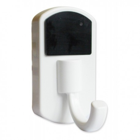 Patère crcochet blanc avec caméra espion et détecteur de mouvement