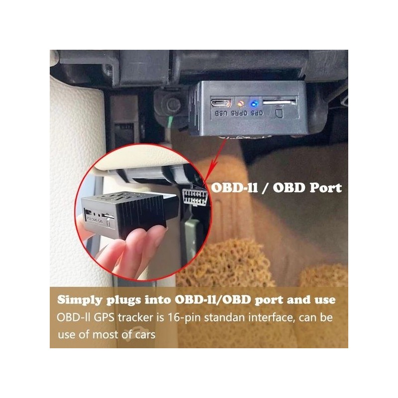 Tracker GPS pour voiture à branchement OBD avec détecteur de vibration -  Equipement Espion